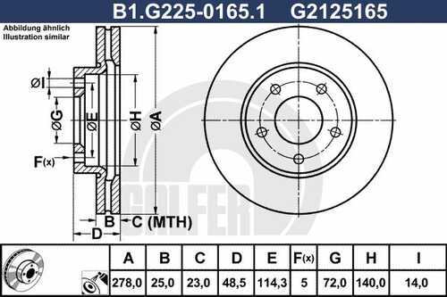 Тормозной диск GALFER B1-G225-0165-1