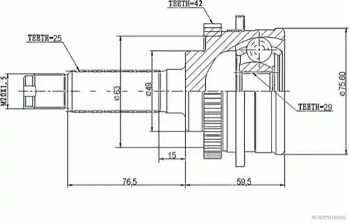 Шрус HERTH+BUSS JAKOPARTS J2828118