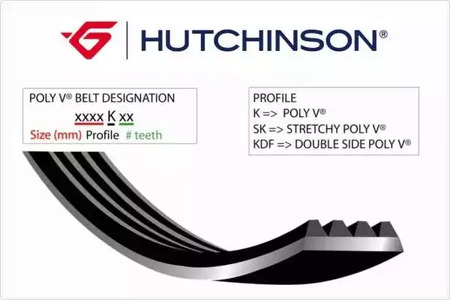 Поликлиновой ремень (ручейковый) HUTCHINSON 1036 K 7