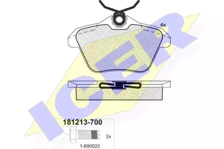 Колодки тормозные дисковые комплект ICER 181213-700