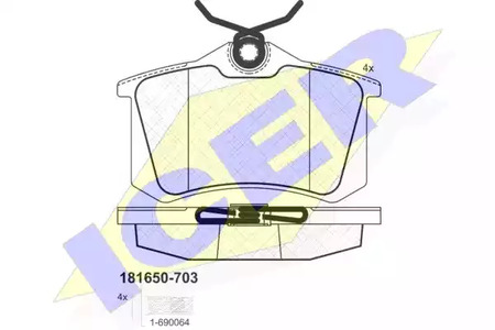 Комплект тормозных колодок дискового тормоза ICER 181650-703