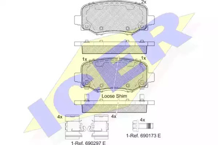 Комплект тормозных колодок дискового тормоза ICER 182176-203