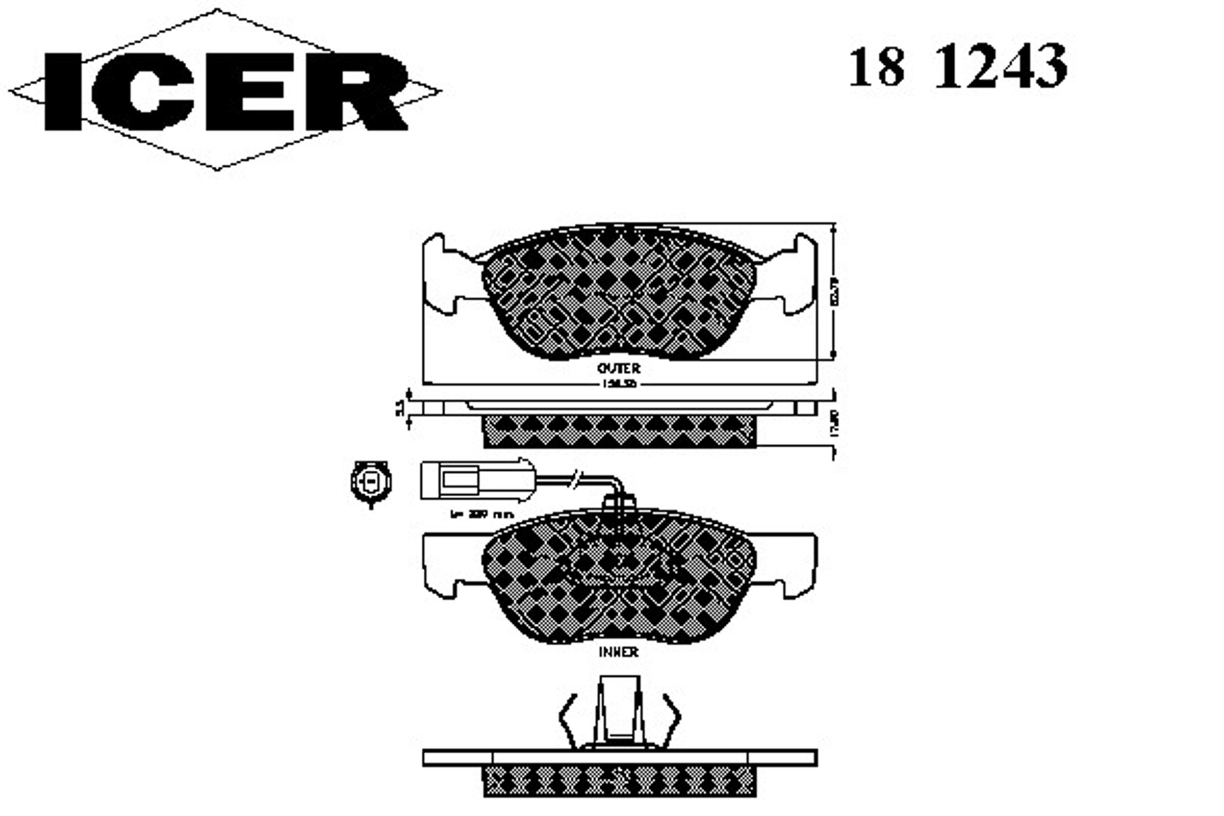 Комплект тормозных колодок дисковый тормоз ICER 181243