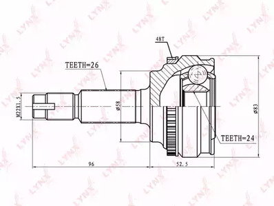 Шарнирный комплект приводного вал LYNXAUTO CO-7520A