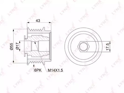 Шкив генератора LYNXAUTO PA-1149