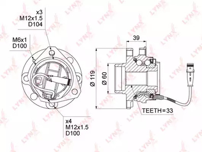 Ступичный подшипник (комплект) LYNXAUTO WH-1024