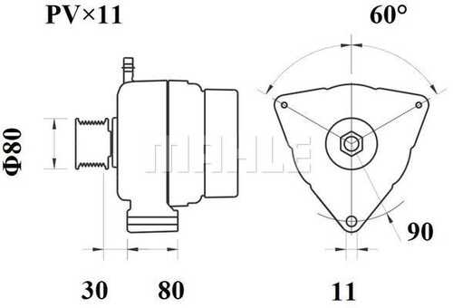 Mg 793 генератор 28v 80a шкив MAHLE/KNECHT MG 793