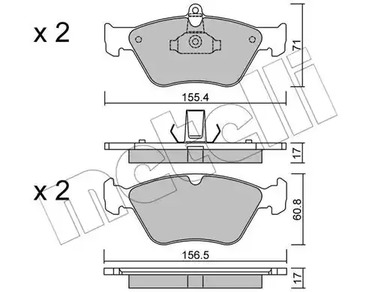 Комплект тормозных колодок дискового тормоза METELLI 22-0128-0