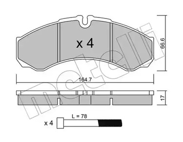 Комплект тормозных колодок дискового тормоза METELLI 22-0212-3