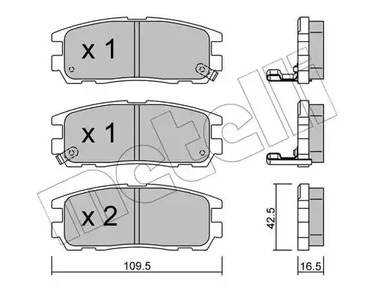 Комплект тормозных колодок дискового тормоза METELLI 22-0358-0