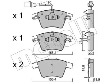 Комплект тормозных колодок дискового тормоза METELLI 22-0552-0
