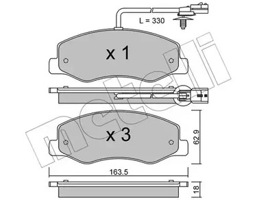 Комплект тормозных колодок дискового тормоза METELLI 22-0900-0