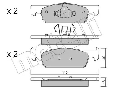 Комплект тормозных колодок дискового тормоза METELLI 22-0975-0