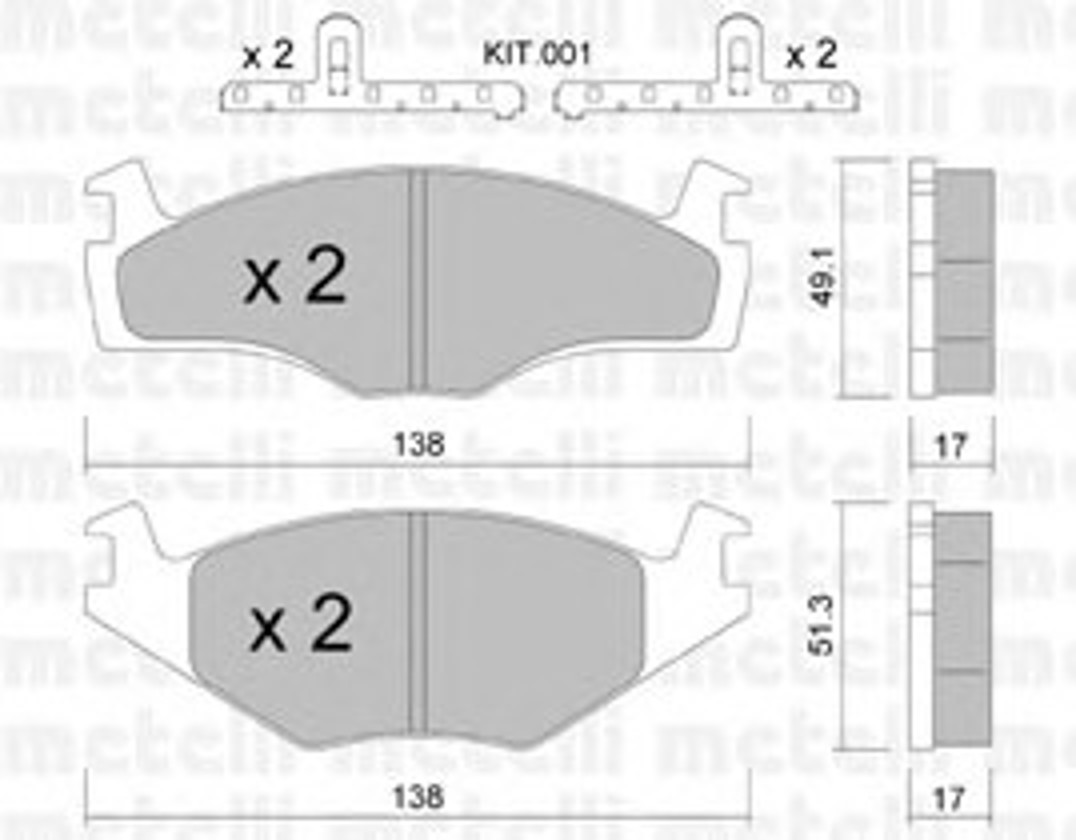 Комплект тормозных колодок дисковый тормоз METELLI 22-0045-2K