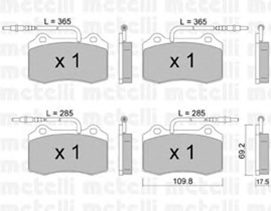 Комплект тормозных колодок дисковый тормоз METELLI 22-0251-1