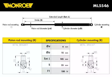 Газовая пружина раздвижного стола MONROE ML5546