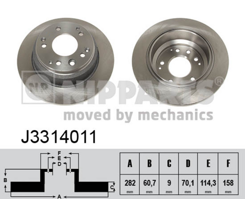 Диск тормозной honda legeng 88-/shuttle 94-04 задний d282мм NIPPARTS J3314011