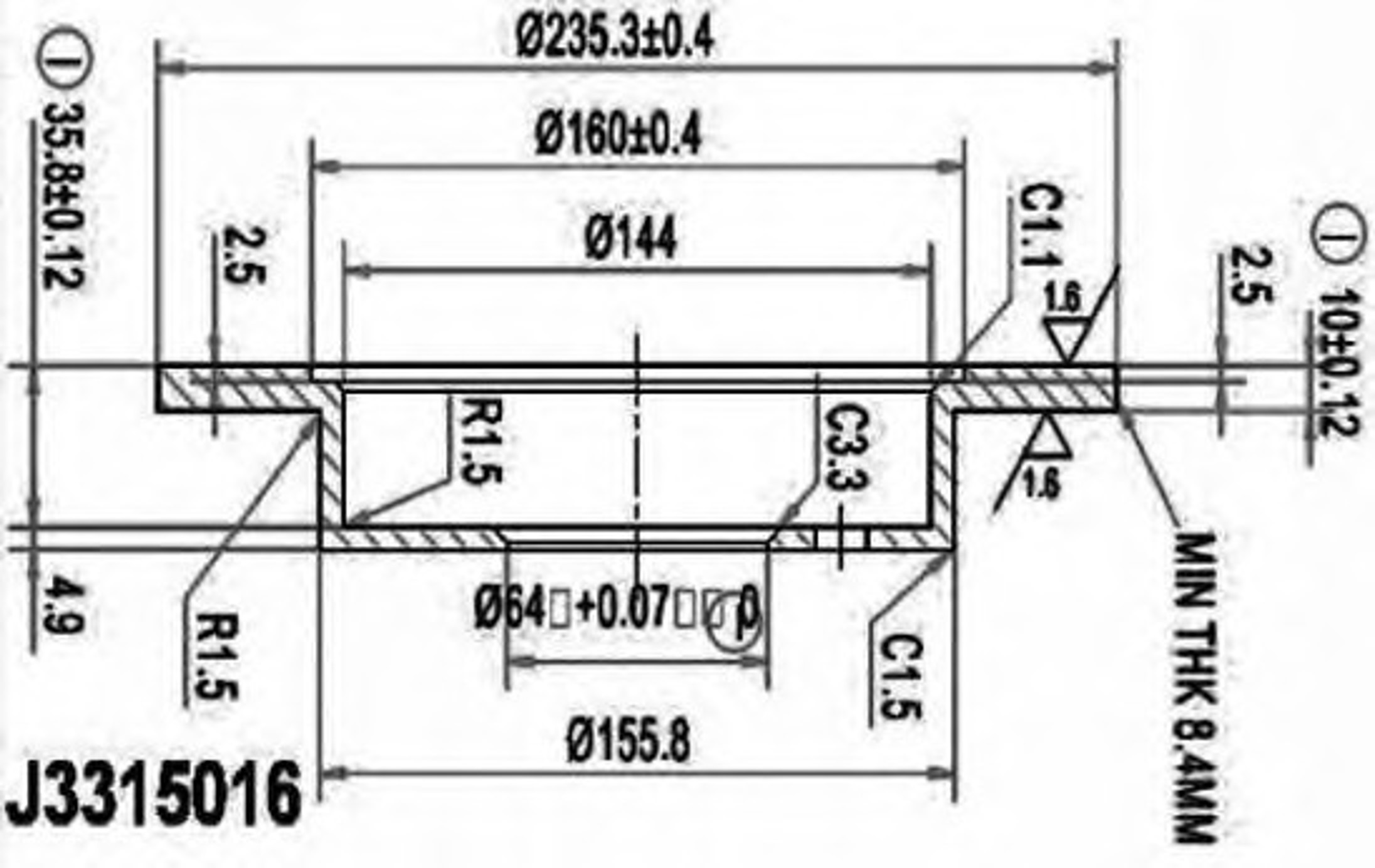 Диск тормозной NIPPARTS J3315016