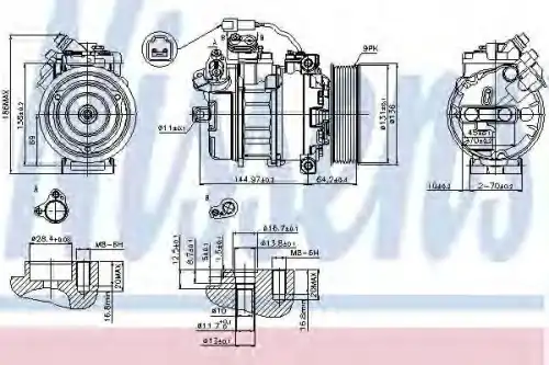 Ns89371 компрессор кондиционера 24v d131 9 пазов 2 pin plug NISSENS 89371
