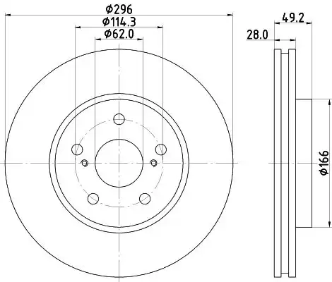 Диск тормозной с покрытием 296x28 NISSHINBO ND1057K