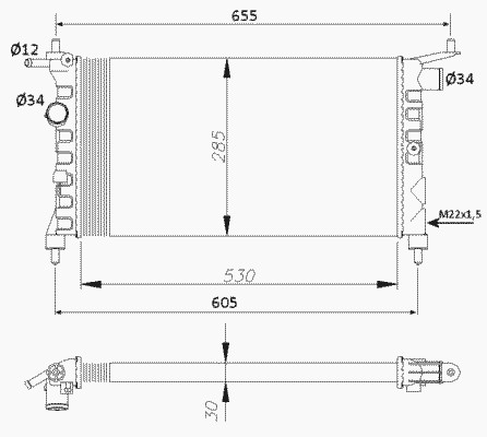 Радиатор охлаждение двигателя NRF 50551