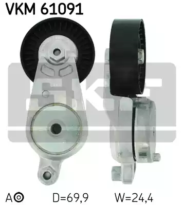 Ролик натяжной поликлинового ремня SKF VKM61091