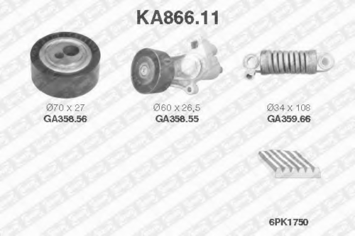 Комплект ручейковых ремней SNR KA866.11
