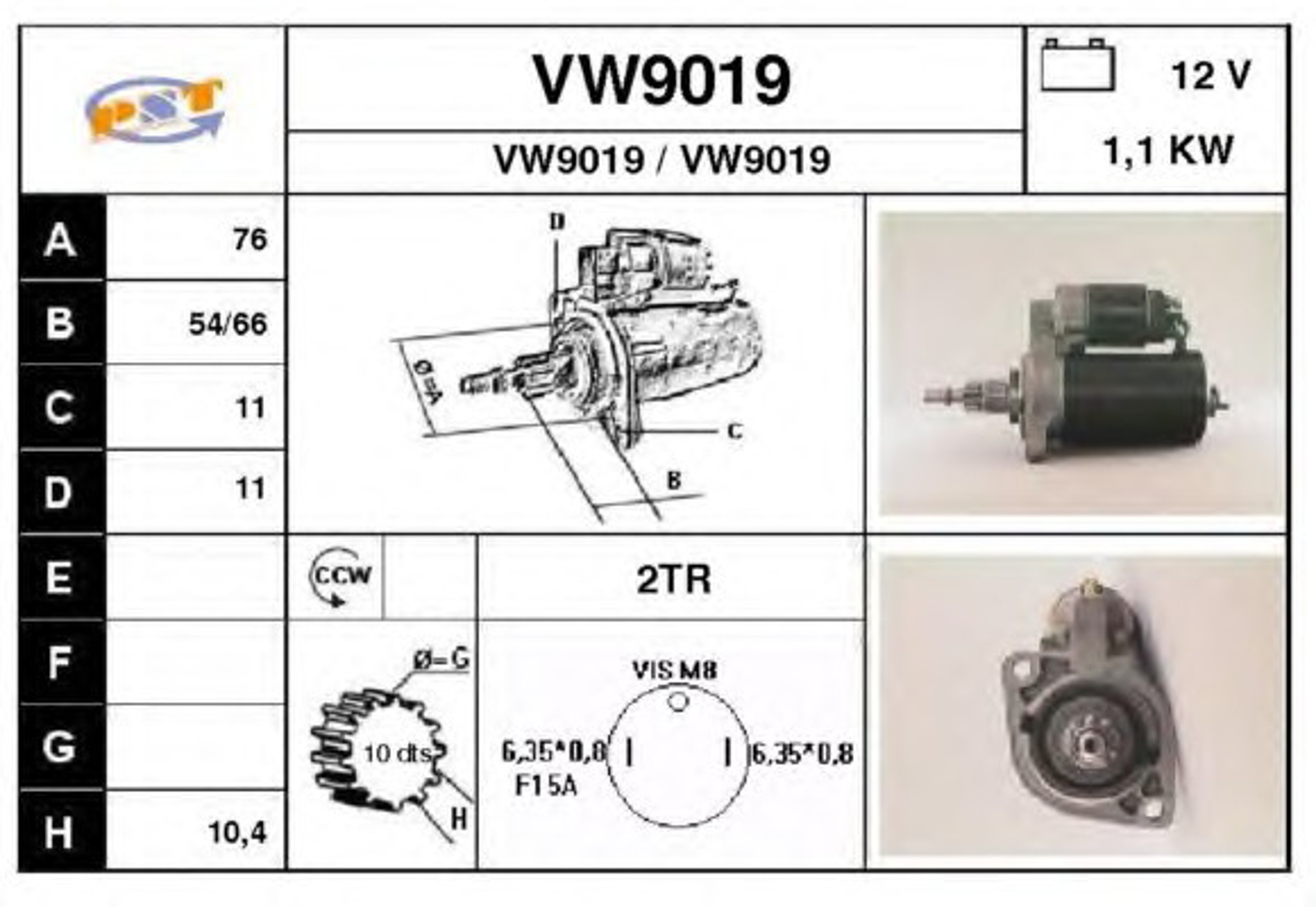 Стартер SNRA VW9019