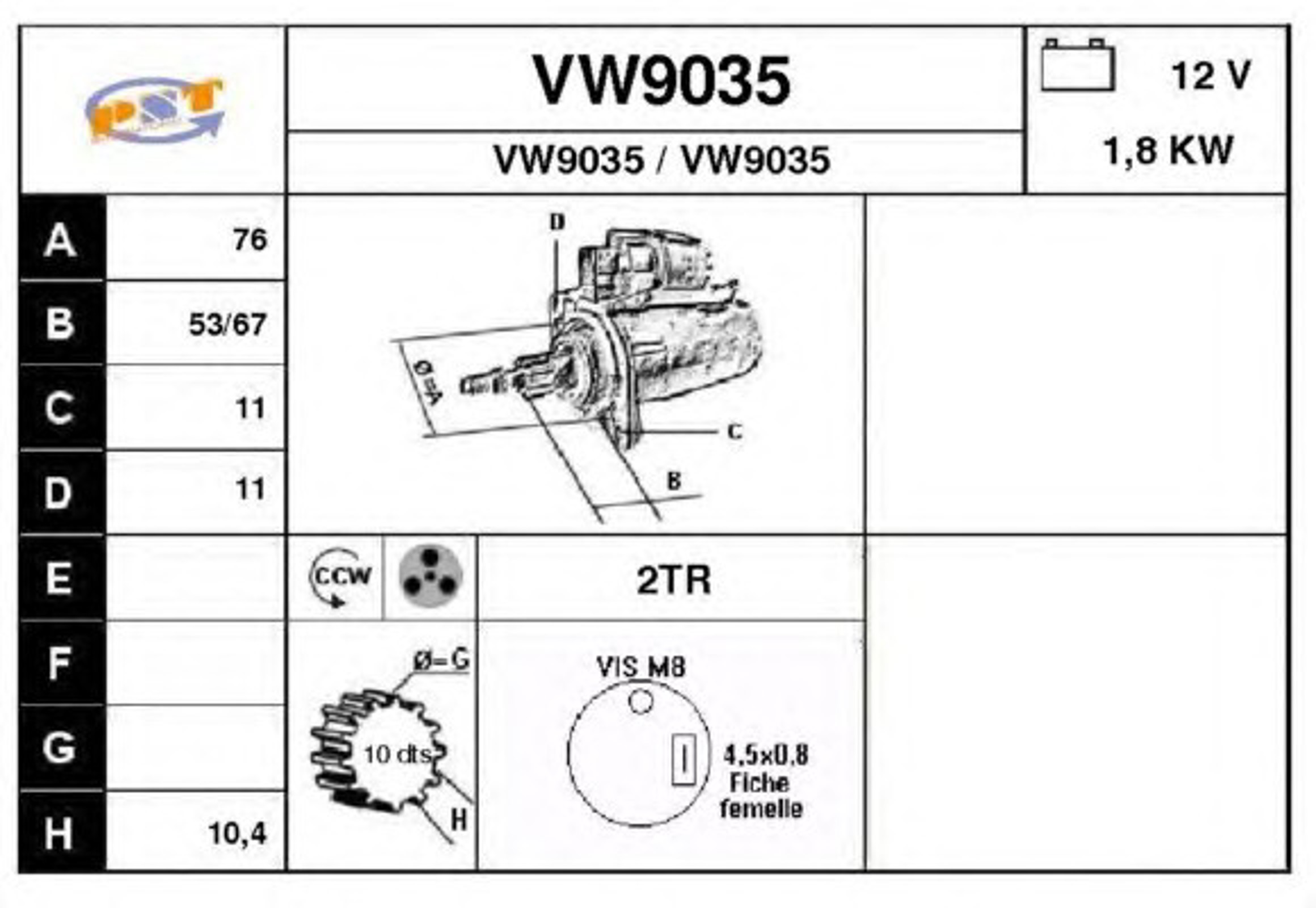 Стартер SNRA VW9035