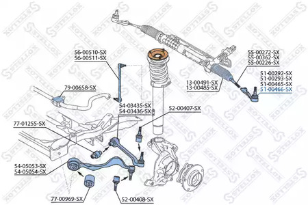 Наконечник поперечной рулевой тяги STELLOX 51-00466-SX