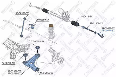Наконечник поперечной рулевой тяги STELLOX 51-00674-SX
