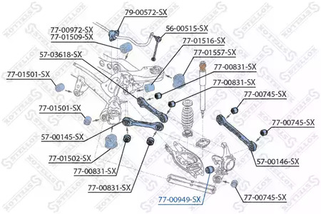 Подвеска рычага независимой подвески колеса STELLOX 77-00949-SX