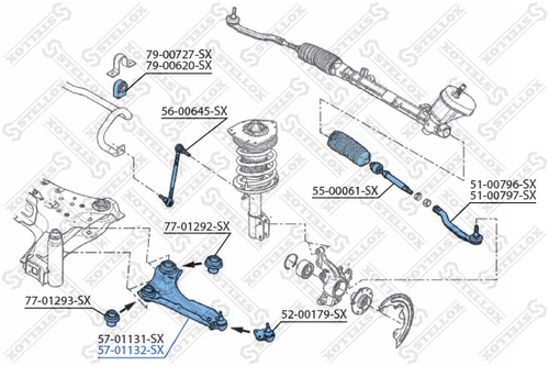 Рычаг независимой подвески колеса подвески колеса STELLOX 57-01132-SX