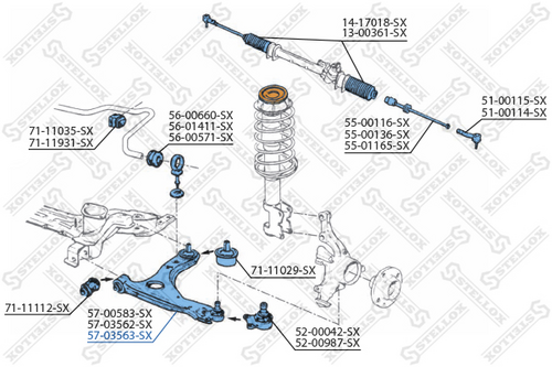 Рычаг независимой подвески колеса подвескы колеса STELLOX 57-03563-SX