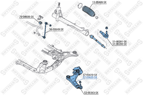 Рычаг правый STELLOX 57-03620-SX