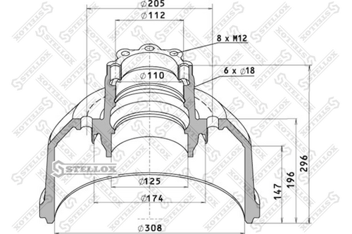 Тормозной барабан STELLOX 85-00065-SX