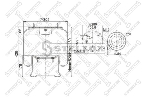 Кожух пневматической рессоры STELLOX 90-08131-SX
