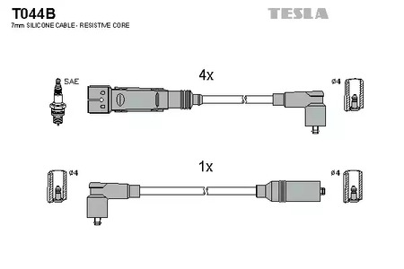 Комплект проводов зажигания alternative TESLA T044B