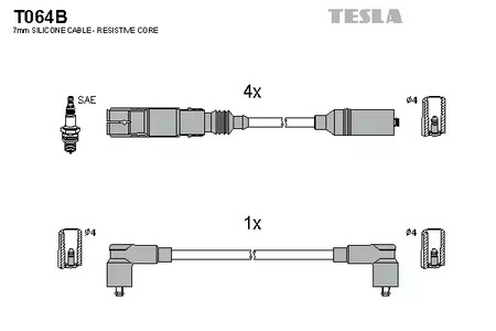 Комплект проводов зажигания alternative TESLA T064B