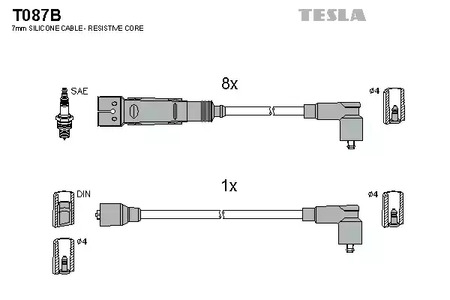 Комплект проводов зажигания alternative TESLA T087B