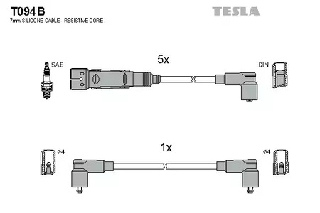 Комплект проводов зажигания alternative TESLA T094B