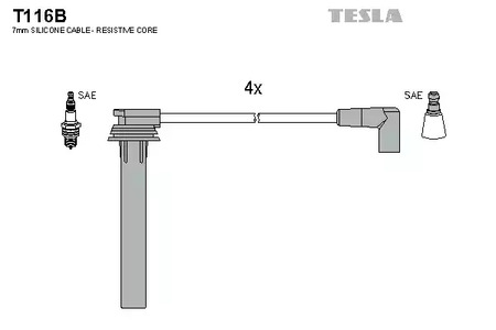 Комплект проводов зажигания TESLA T116B