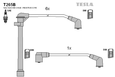 Комплект проводов зажигания TESLA T265B
