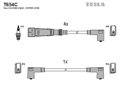 Комплект проводов зажигания original TESLA T654C