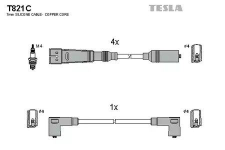 Комплект проводов зажигания original TESLA T821C