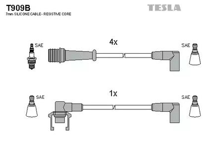 Комплект проводов зажигания TESLA T909B