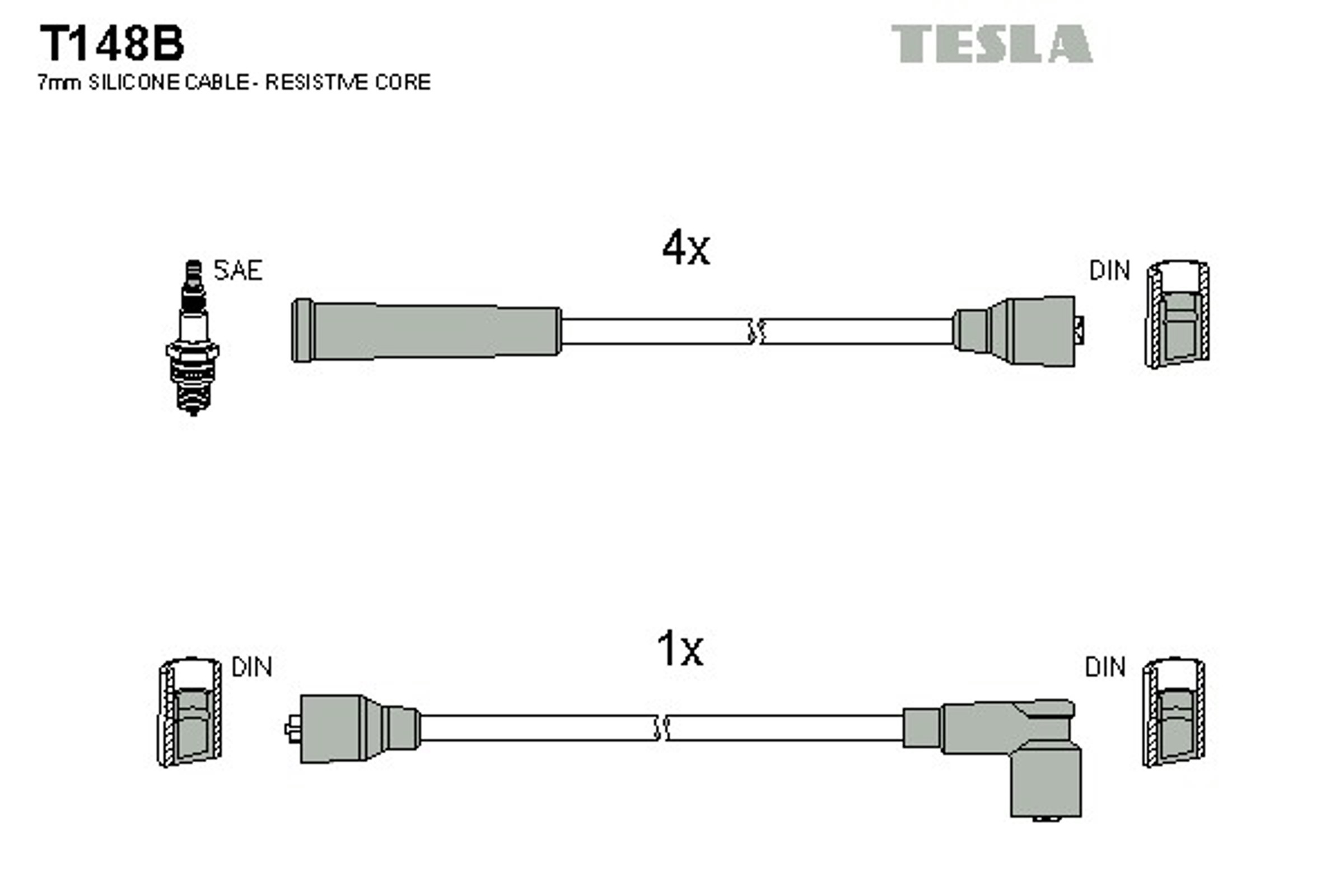 Комплект проводов зажигания TESLA T148B