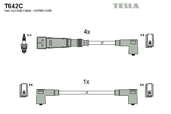 Комплект проводов зажигания original TESLA T642C