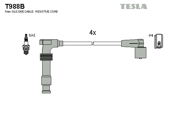 Комплект проводов зажигания alternative TESLA T988B