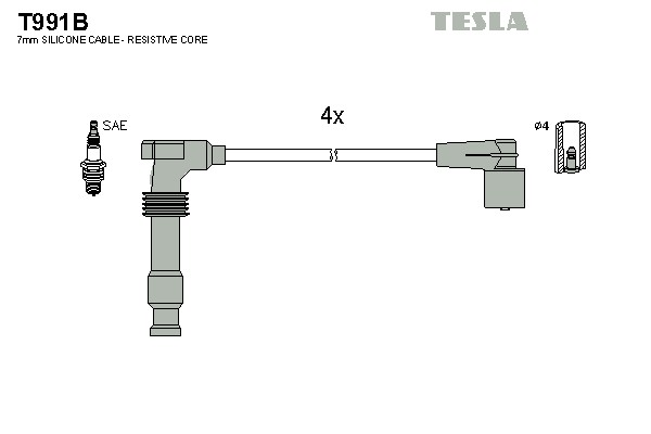 Комплект проводов зажигания alternative TESLA T991B
